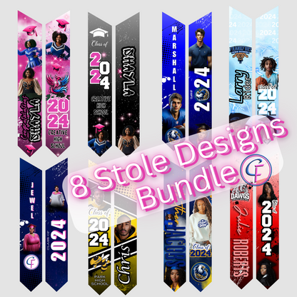 Editable Graduation 8 Stole Designs BUNDLE for Canva