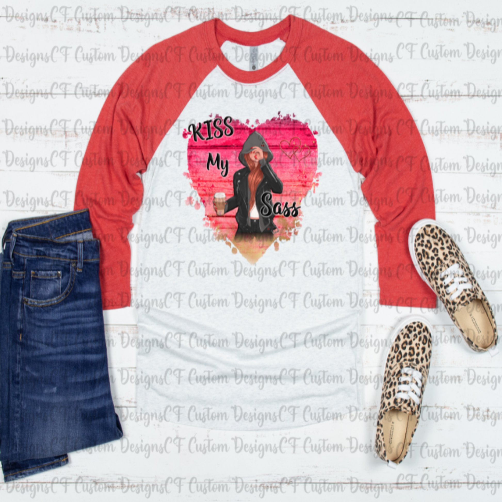 red head heart girl PNG design kiss my sass